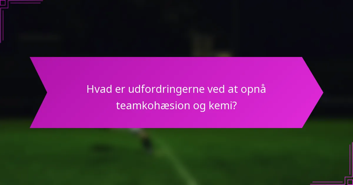 Hvad er udfordringerne ved at opnå teamkohæsion og kemi?