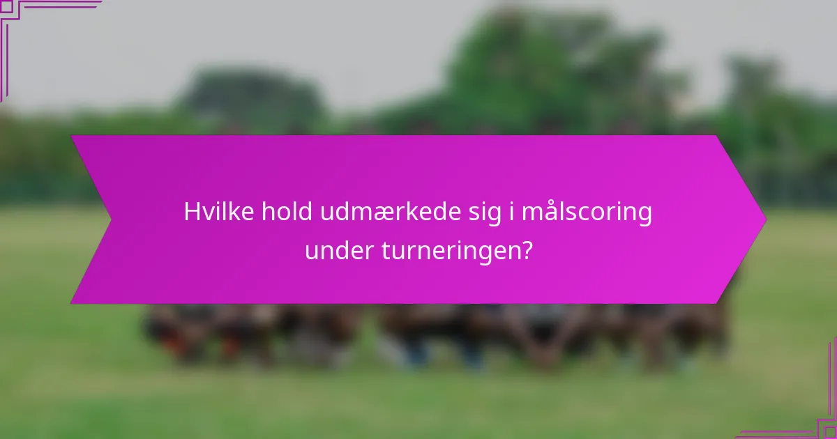 Hvilke hold udmærkede sig i målscoring under turneringen?